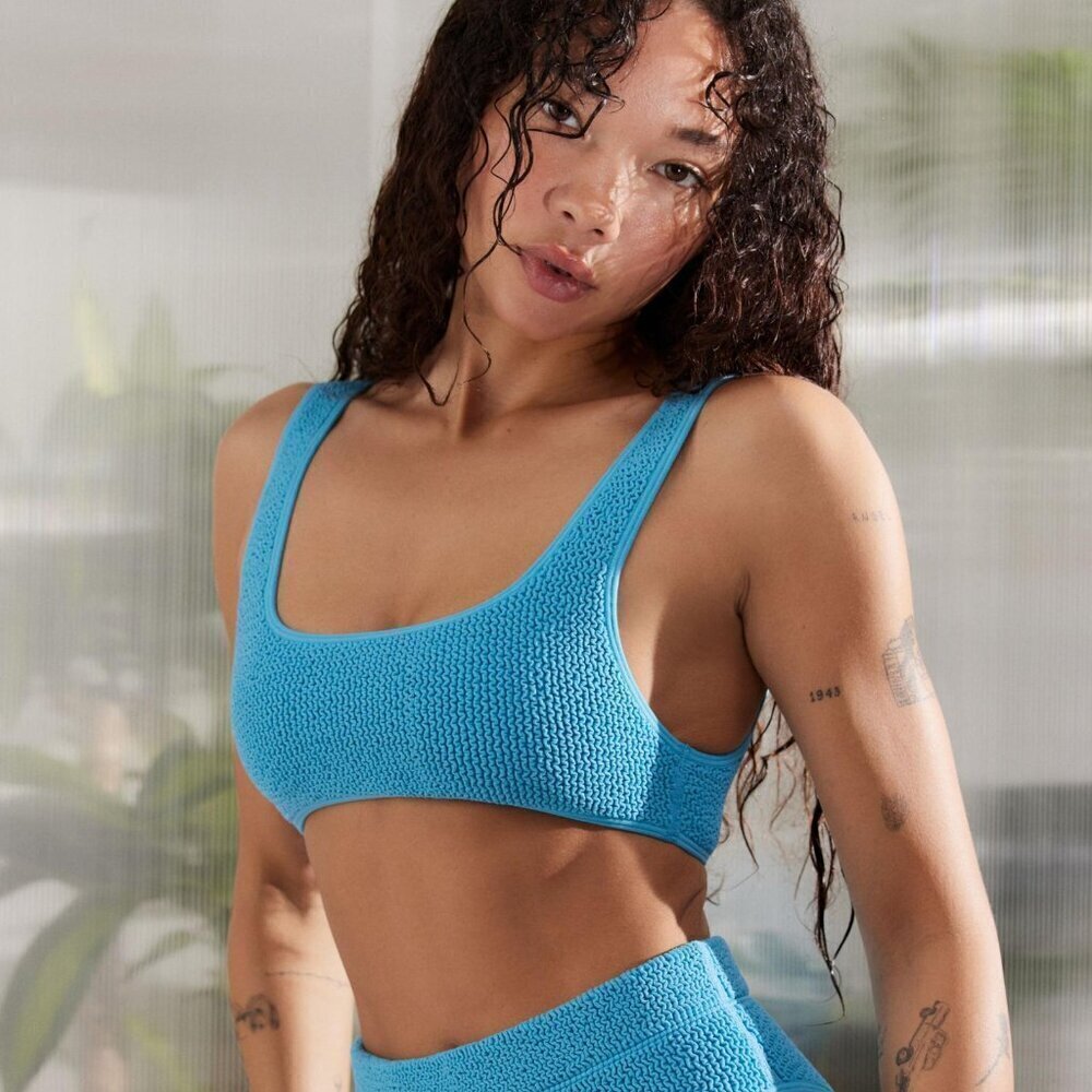 NWT UO Out From Under ‘80s Baby Seamless Blue Bikini Top